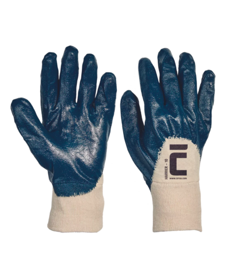 GANT DE MANUTENTION ENDUCTION NITRILE BLEU CERVA HARRIER +POIGNET ELASTIQUE